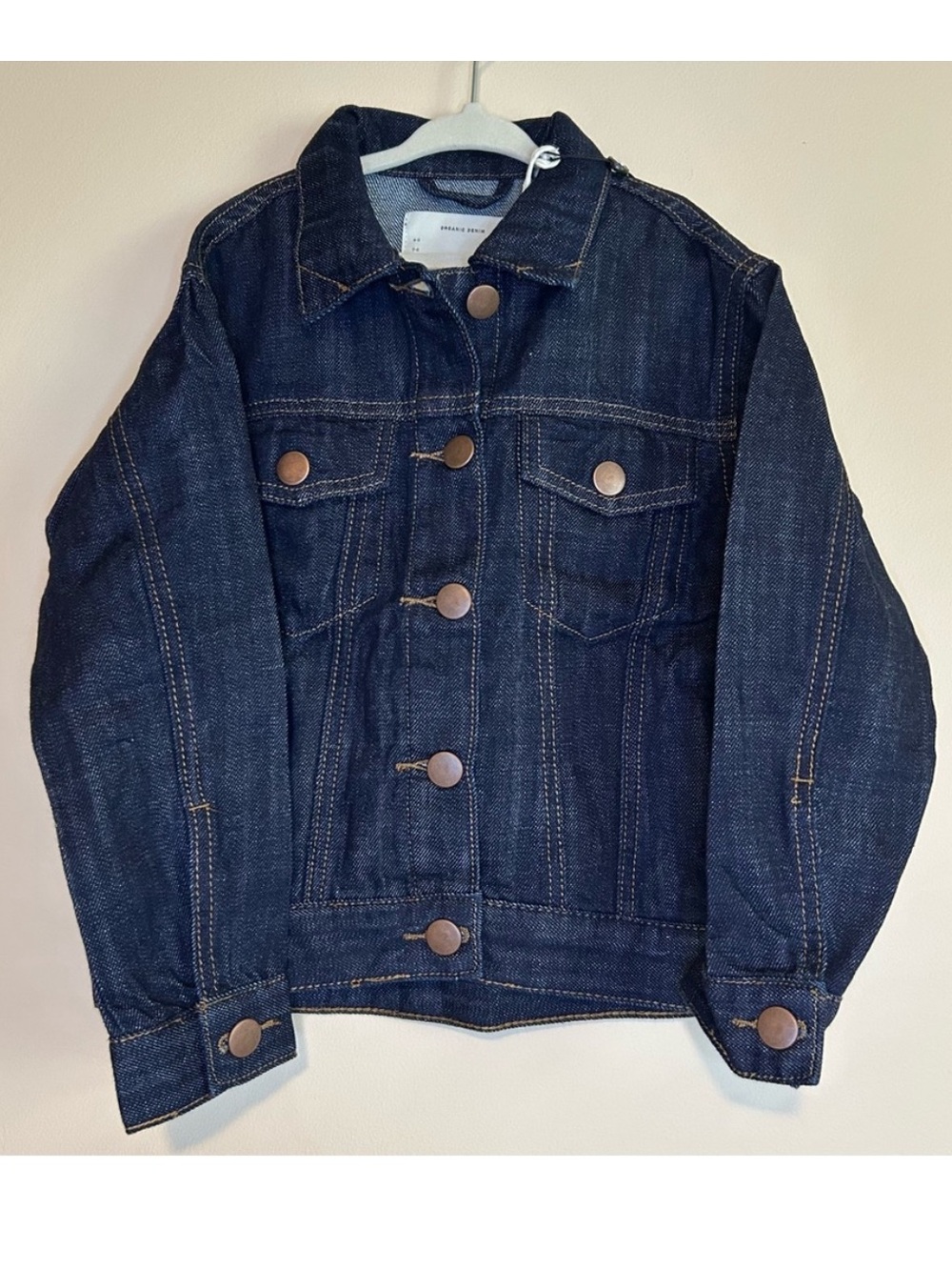 OneTeaspoon Kids Organic Raw Denim Jacket NWT Size 6-7 Dark Wash Trucker
